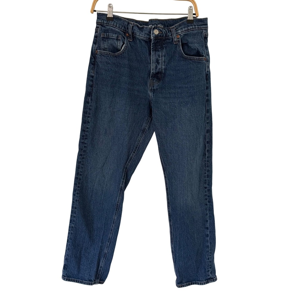 Old Navy The Slouchy Straight Leg Mid Rise Button Fly Dark Wash Denim Jeans 6